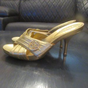 BCBGIRLS- Gold Kitten Heel Sandals ~ Size 10